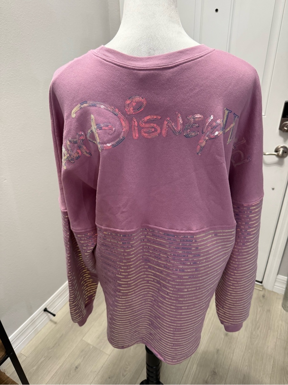 Disney Spirit Jersey Pink Sequin-Striped Crewneck Sweatshirt - Picture 3 of 8